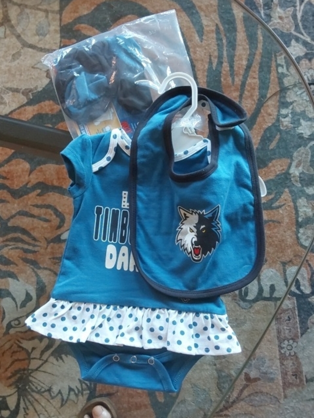 Blue Timber Wolves Baby Bodysuit & Bib Set